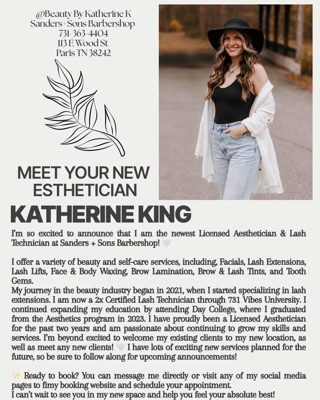 Katherine King, licensed aesthetician and lash technician.